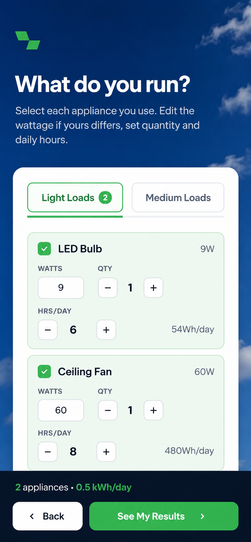 YouNick Energy App · solar planning